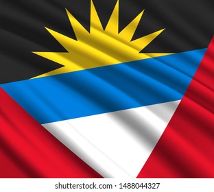 Background with 3d waving flag of Antigua