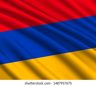 Background with 3d waving flag of Armenia