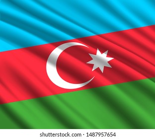 Background with 3d waving flag of Azerbaijan