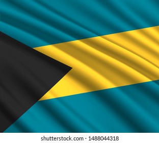 Background with 3d waving flag of Bahamas