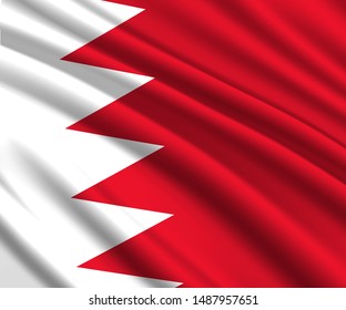 Background with 3d waving flag of Bahrain
