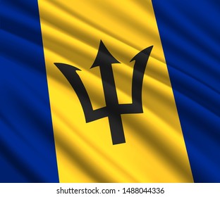 Background with 3d waving flag of Barbados