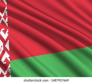 Background with 3d waving flag of Belarus