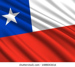 Background with 3d waving flag of Chile