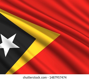 Background with 3d waving flag of East Timor