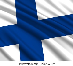 Background with 3d waving flag of Finland