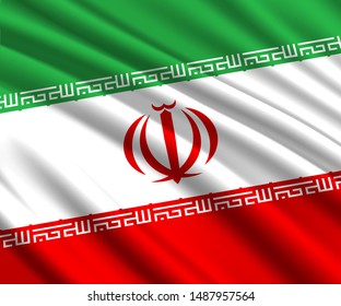 Background with 3d waving flag of Iran