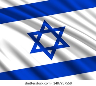 Background with 3d waving flag of Israel