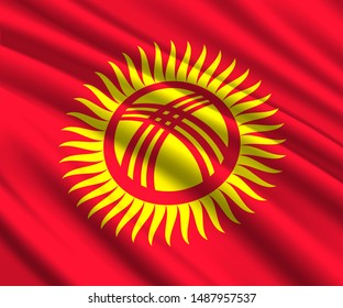 Background with 3d waving flag of Kyrgyzstan