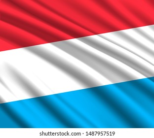Background with 3d waving flag of Luxembourg
