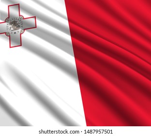 Background with 3d waving flag of Malta