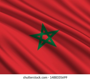 Background with 3d waving flag of Morocco