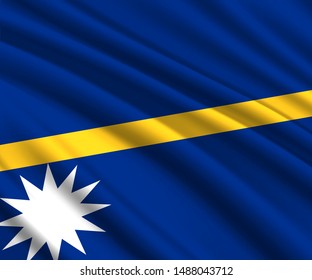 Background with 3d waving flag of Nauru