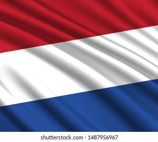 Background with 3d waving flag of Netherlands