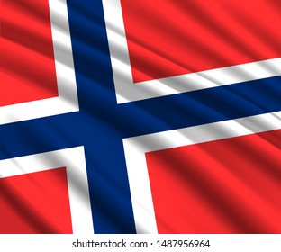 Background with 3d waving flag of Norway