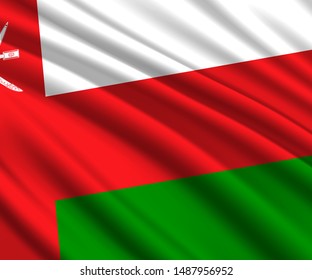 Background with 3d waving flag of Oman