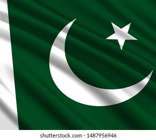 Background with 3d waving flag of Pakistan