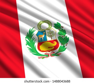 Background with 3d waving flag of Peru