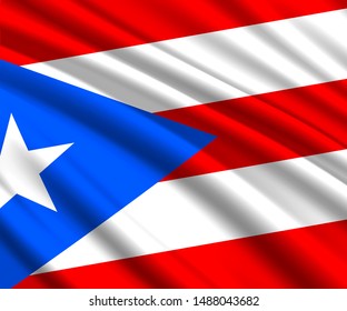 Background with 3d waving flag of Puerto Rico