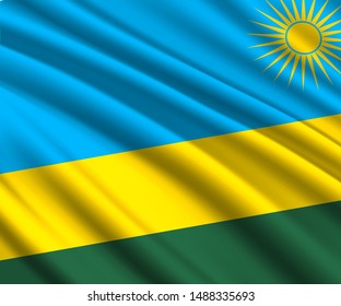 Background with 3d waving flag of Rwanda