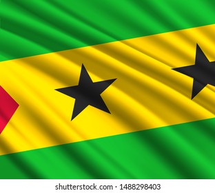 Background with 3d waving flag of Sao Tome