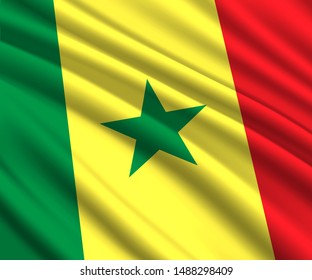 Background with 3d waving flag of Senegal