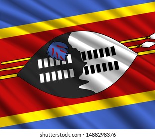 Background with 3d waving flag of Swaziland