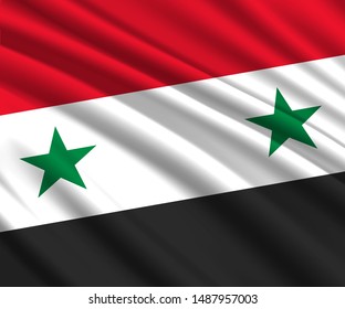 Background with 3d waving flag of Syria