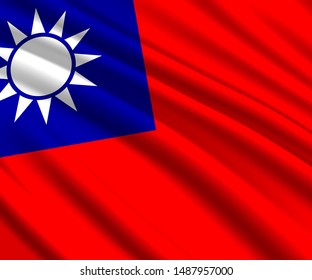 Background with 3d waving flag of Taiwan