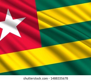 Background with 3d waving flag of Togo