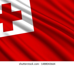 Background with 3d waving flag of Tonga