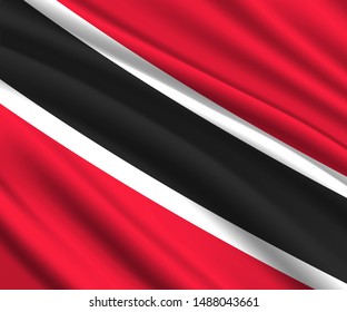 Background with 3d waving flag of Trinidad and tobago