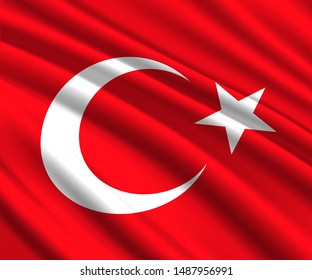 Background with 3d waving flag of Turkey