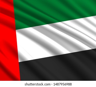 Background with 3d waving flag of United Arab Emirates