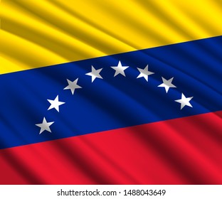 Background with 3d waving flag of Venezuela