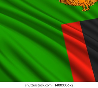 Background with 3d waving flag of Zambia