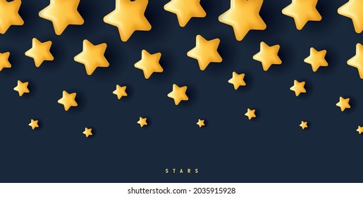 background with 3d yellow stars decreasing in size from top to bottom of the composition, volume icons on dark background