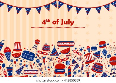 Background for 4th of July Independence Day of America in vector