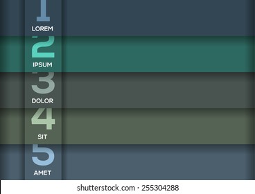 Background with 5 dark horizontal stripes with numbers and enough copyspace not only for your infographic