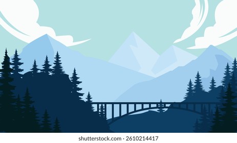 BACKGROUND 95 WITH THE THEME OF NATURAL VIEWS AND ACCOMPANIED ILLUSTRATIONS OF HILLS AND PINE FORESTS