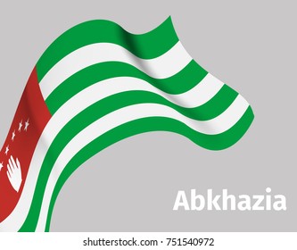 Background with Abkhazia wavy flag on grey, vector illustration