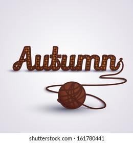 Background about Autumn concept. Autumn word made in knit. Argyle background