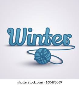 Background about winter concept. Winter word made in knit.