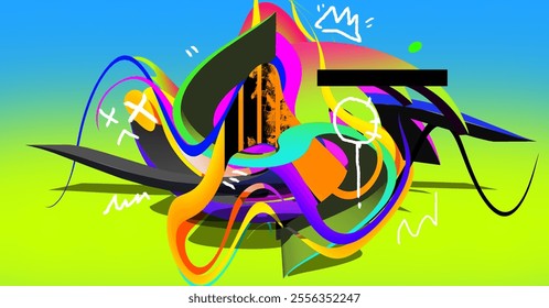 background, abstract art, street art, digital i mix all in 3d