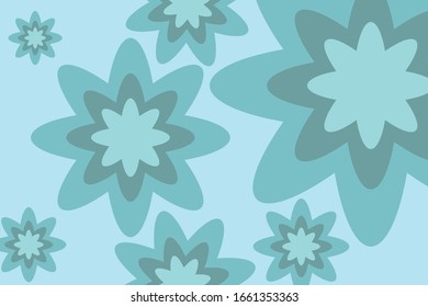 background of abstract blue flowers. simple template, flat background, cut flower. gradient buds.