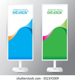 background abstract blue green Curvy waves waves Roll up banner stand design Vector