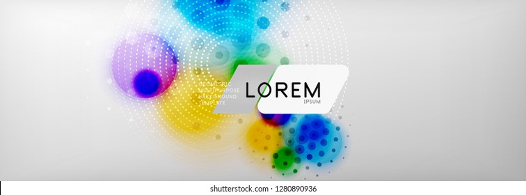 Resumen de fondo - forma de círculo de color con puntos borrosos, burbujas tecno, ilustración vectorial