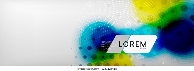 Resumen de fondo - forma de círculo de color con puntos borrosos, burbujas tecno, ilustración vectorial