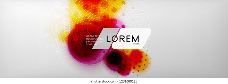 Resumen de fondo - forma de círculo de color con puntos borrosos, burbujas tecno, ilustración vectorial