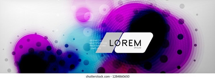 Resumen de fondo - forma de círculo de color con puntos borrosos, burbujas tecno, ilustración vectorial